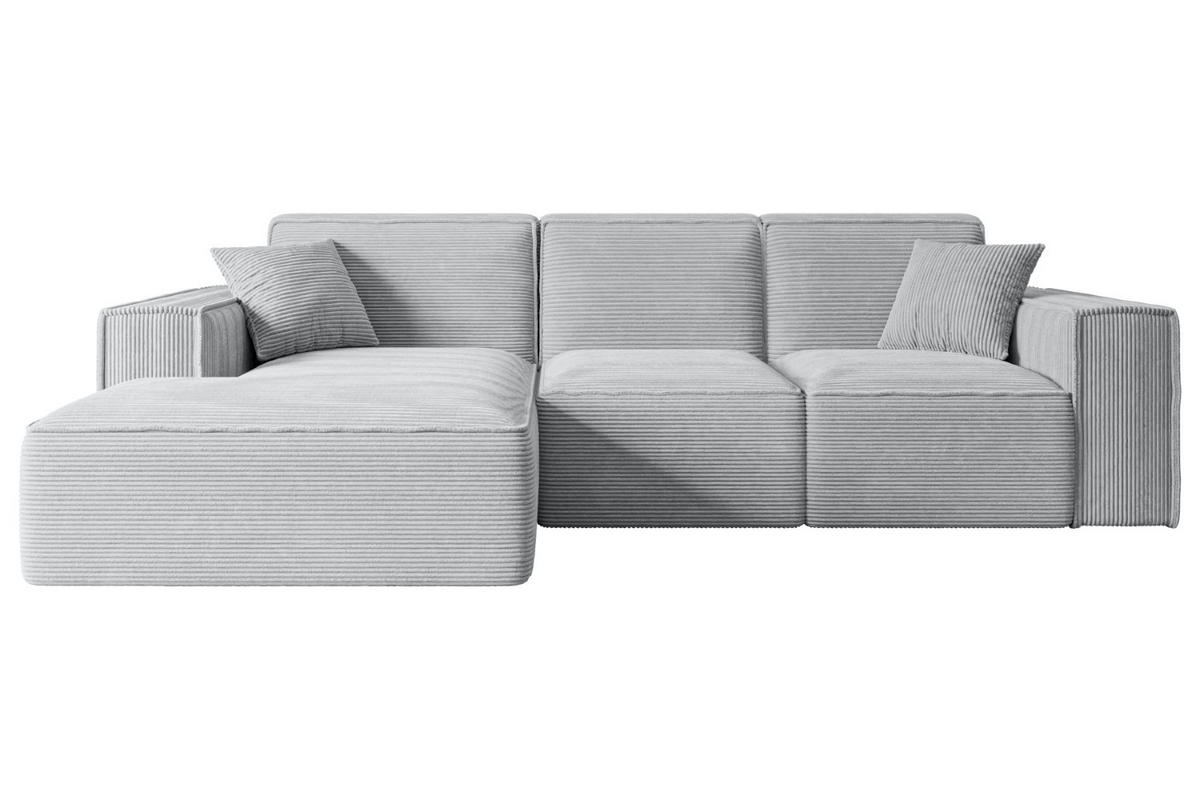 ECKSOFA Ottomane Links SERRA-L - 266x165x73 cm Grau Cord - Schwarz/Grau, Holzwerkstoff/Kunststoff (165/266cm) - ALTDECOR