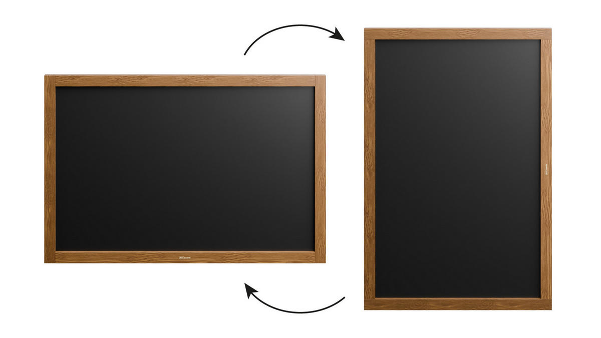 SCHWARZE magnetische Kreidetafel mit Holzrahmen 90x60cm - Braun, Metall (90/60/2cm) - ALLboards