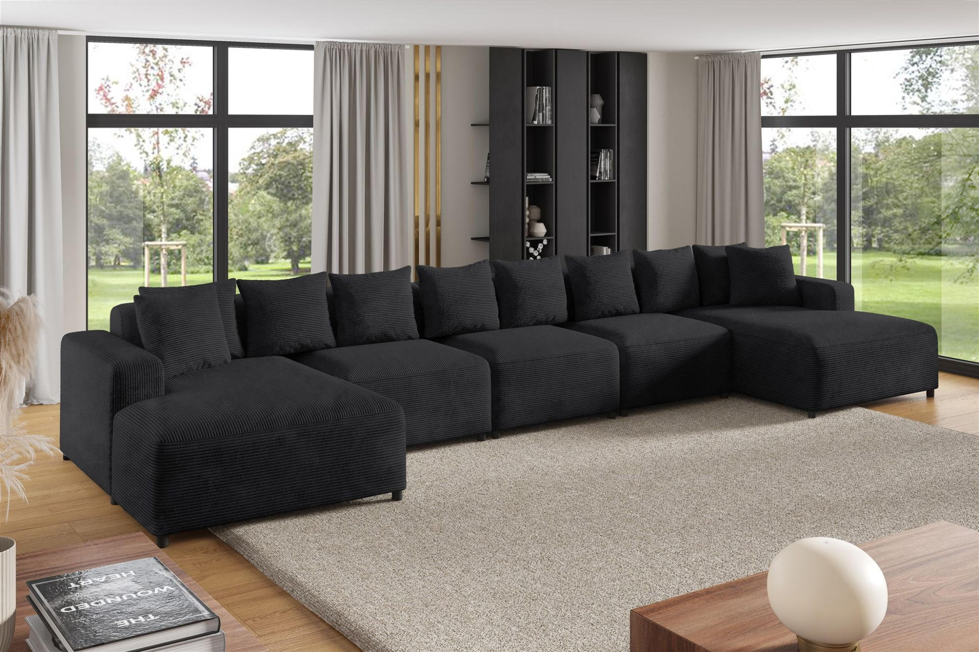 WOHNLANDSCHAFT Megan Xl In Poso - Anthrazit, Holzwerkstoff/Textil (517/75/165cm) - Fun Möbel