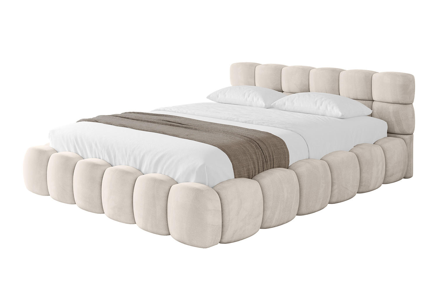 POLSTERBETT mit Bettkasten und Lattenrost, Bett mit Matratze H3/H4 - LEYA-v1 160x200 Beige - Beige, Holzwerkstoff/Textil (160/200cm) - ALTDECOR