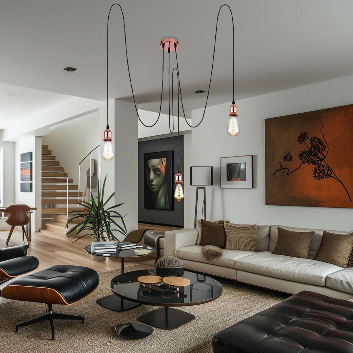 HÄNGELEUCHTE Metall Kupfer 3-flammig - Kupferfarben, Metall (11.7/11.7/200cm) - Globo Lighting