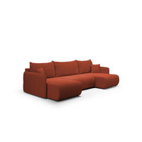WOHNLANDSCHAFT Calgary - Rotbraun, Holzwerkstoff/Textil (290/86/148cm) - Fun Möbel