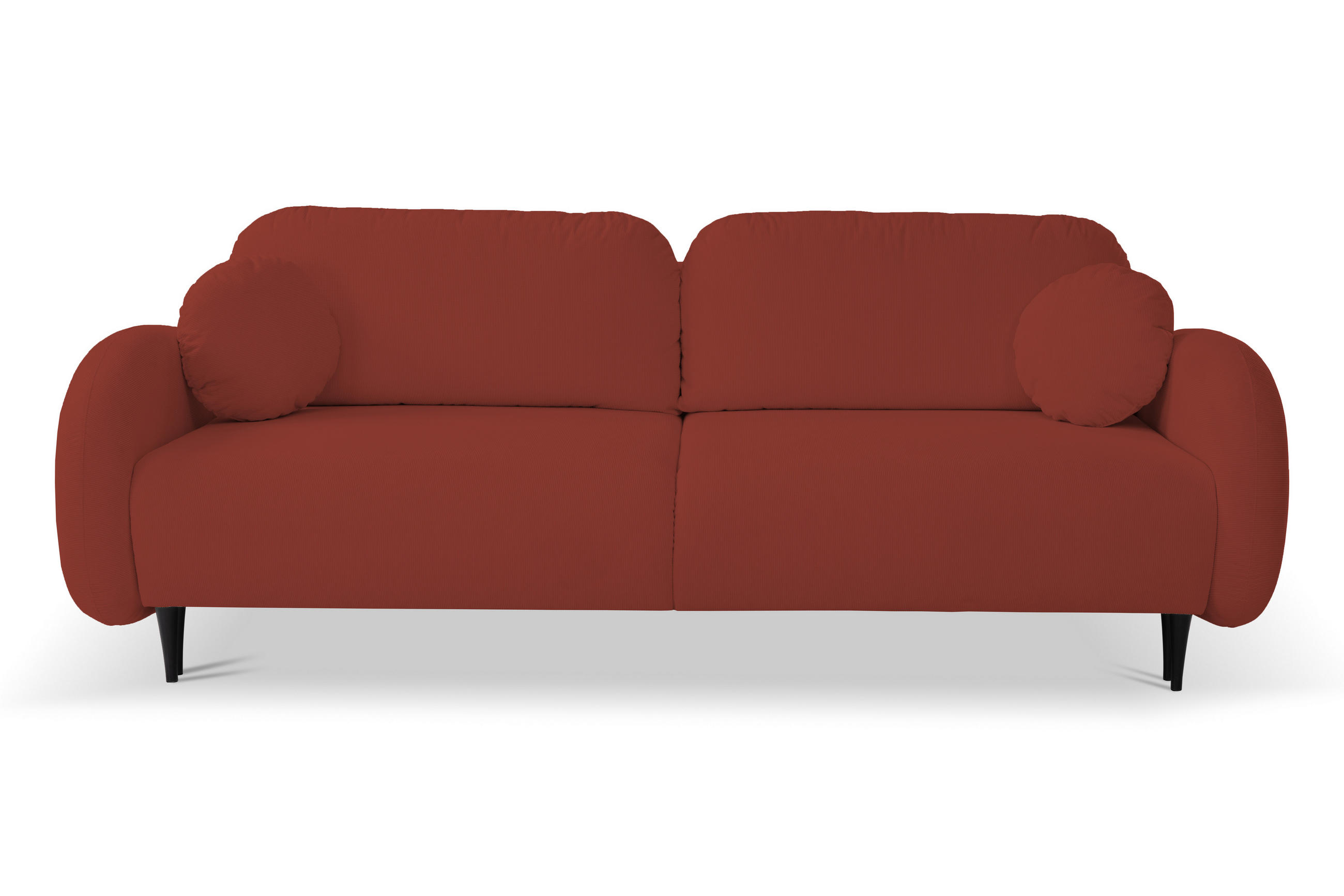SOFA SOFT RunAgin Mit Schlaffunktion Und Bettkasten, PUR-Schaum, Schwarze Kunststofffüße, lose Rückenkissen, freistehend, 232x109x95 cm Red - Rot, Holz/Textil (232/95/109cm) - DomoHome