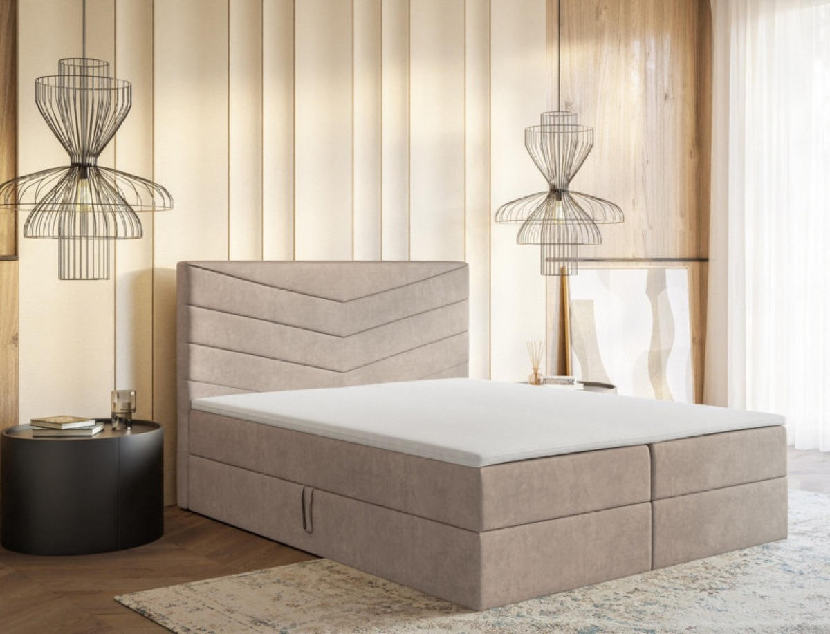 BETT Beige G6 Mit Bettkasten 180x200 cm - Beige, Textil (180/200cm) - Sepro Meble