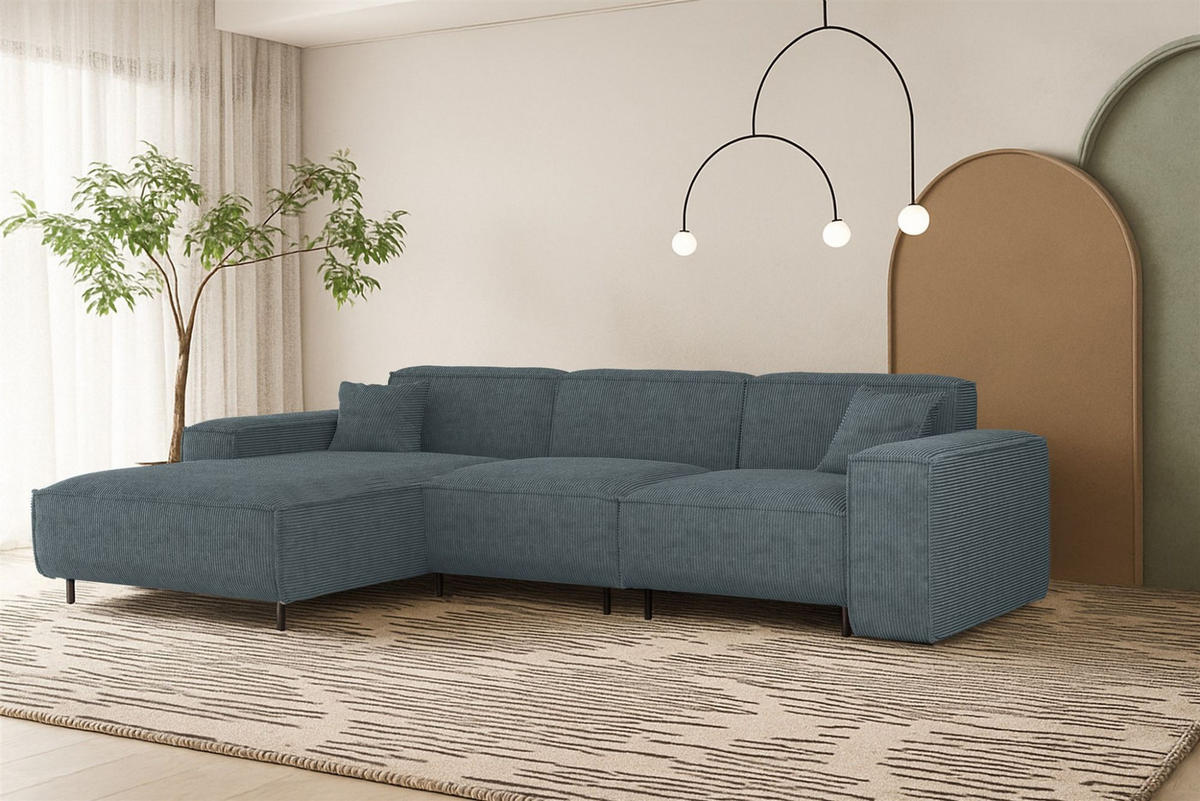 ECKSOFA Gloria In Scala - Blau, Holzwerkstoff/Textil (165/266cm) - Fun Möbel