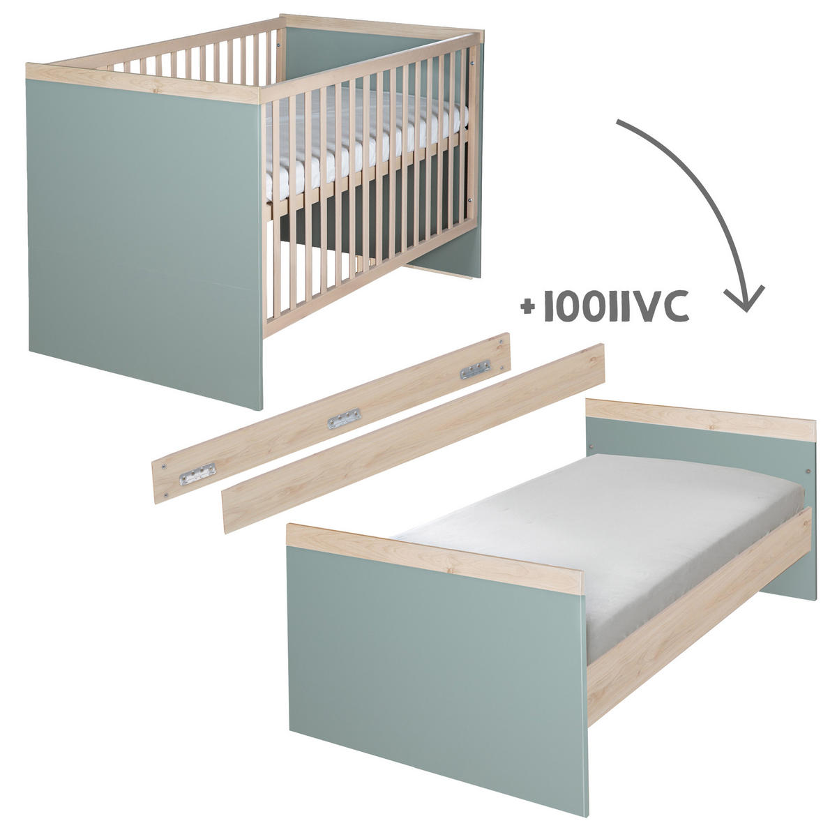 KOMBI-KINDERBETT 70 x 140 cm Selva - Grün, Holz - Roba