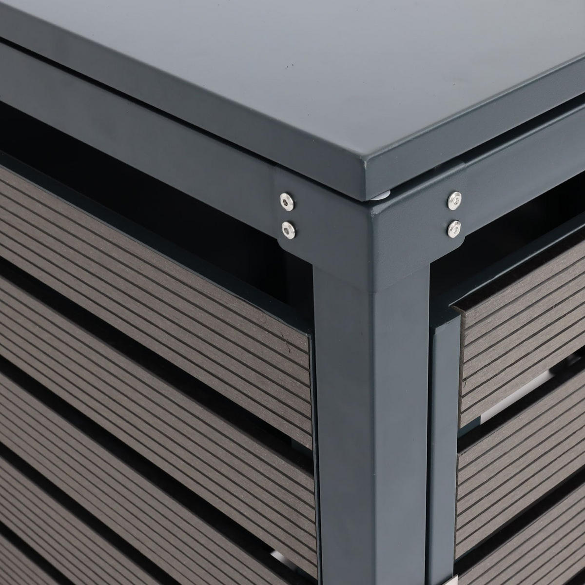 MÜLLTONNENBOX XL 2er-/4er HxBxT 119x140x102cm Anthrazit WPC Metall 86kg - Anthrazit, Metall (140/119/102cm) - PROREGAL