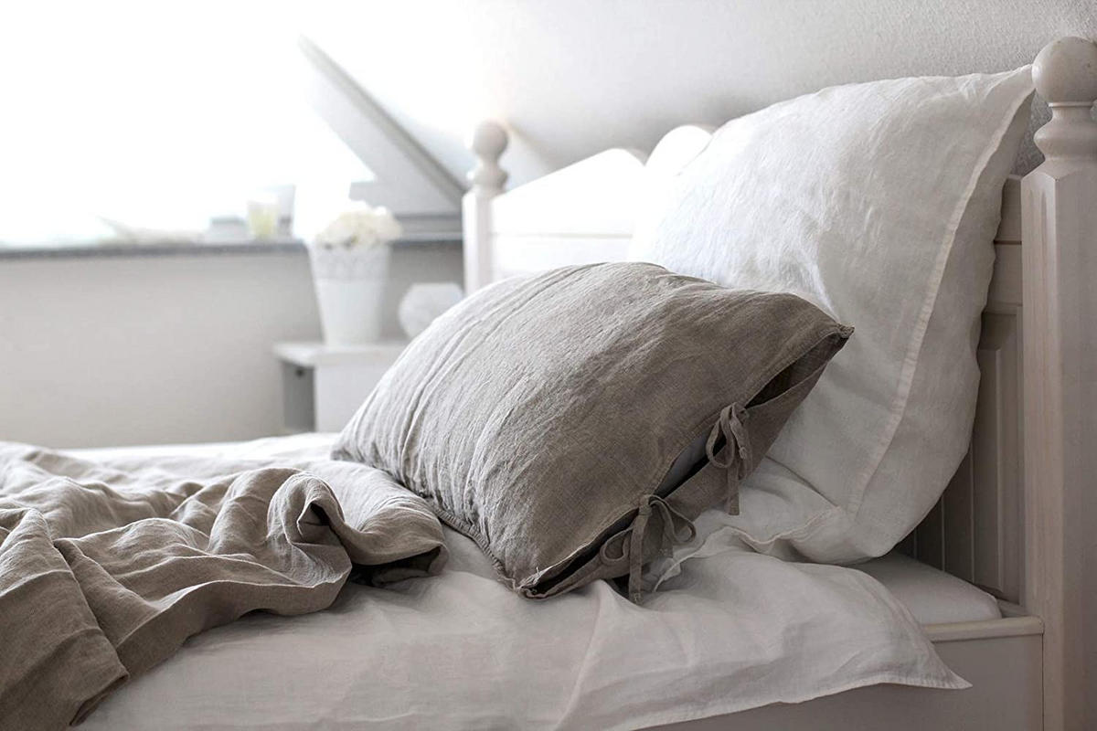 WENDE-BETTDECKENBEZUG Doubleface reines Leinen weiß/taupe 135/200 cm - Taupe/Weiß, Naturmaterialien (135/200cm) - beties Heimtextil