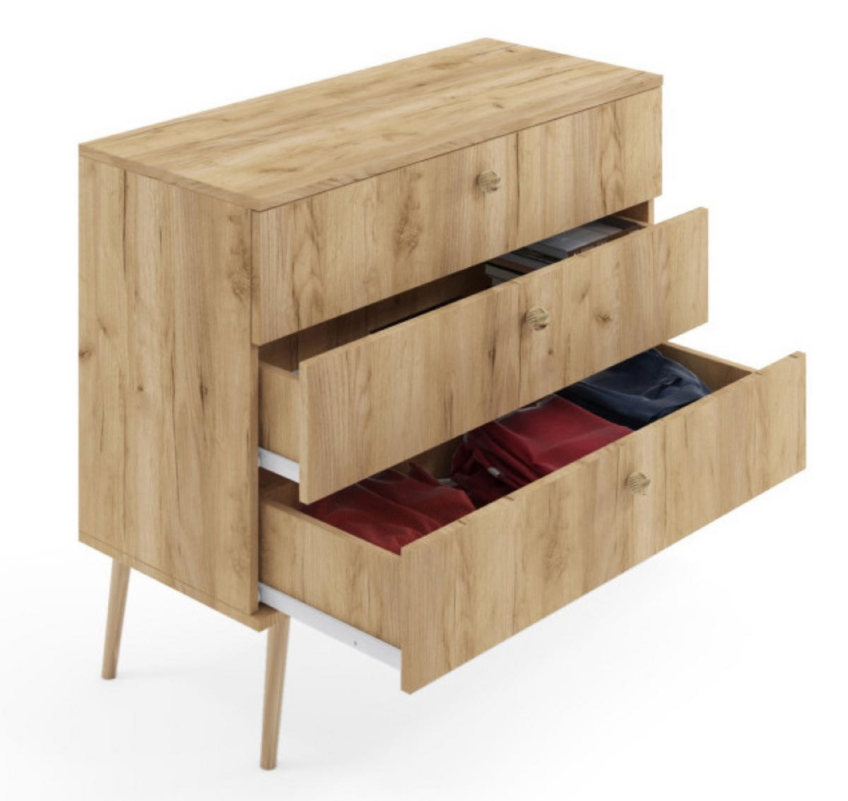 SIDEBOARD Golden Craft Eiche Boho Mit Schubladen - Multicolor, Holzwerkstoff (100/85/41cm) - Sepro Meble