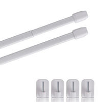 GARDINENSTANGE 2er-Pack Perlweiß 80-120 cm + 4 Selbstklebehaken - Weiß, Metall (1/80cm)