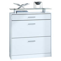 SCHUHSCHRANK Loret Front in Weiß matt - Weiß, Holzwerkstoff (89/104/23cm) - Vladon
