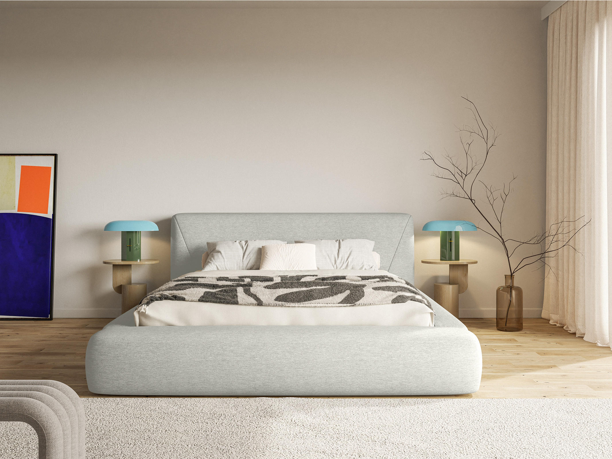 POLSTERBETT Vemmo 200x200 cm, Grau - Grau, Textil (200/200cm) - Fedve