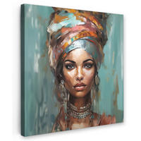 LEINWANDBILD Frau - Kunst - Schmuck - Porträt 50x50 cm - Blaugrau, Textil (50/50cm) - MuchoWow