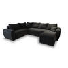 WOHNLANDSCHAFT MADISON XL L-S Schwarz Dünner Stoff mit Schlaffunktion - Schwarz, Holz (303/82/208cm) - MASSENO