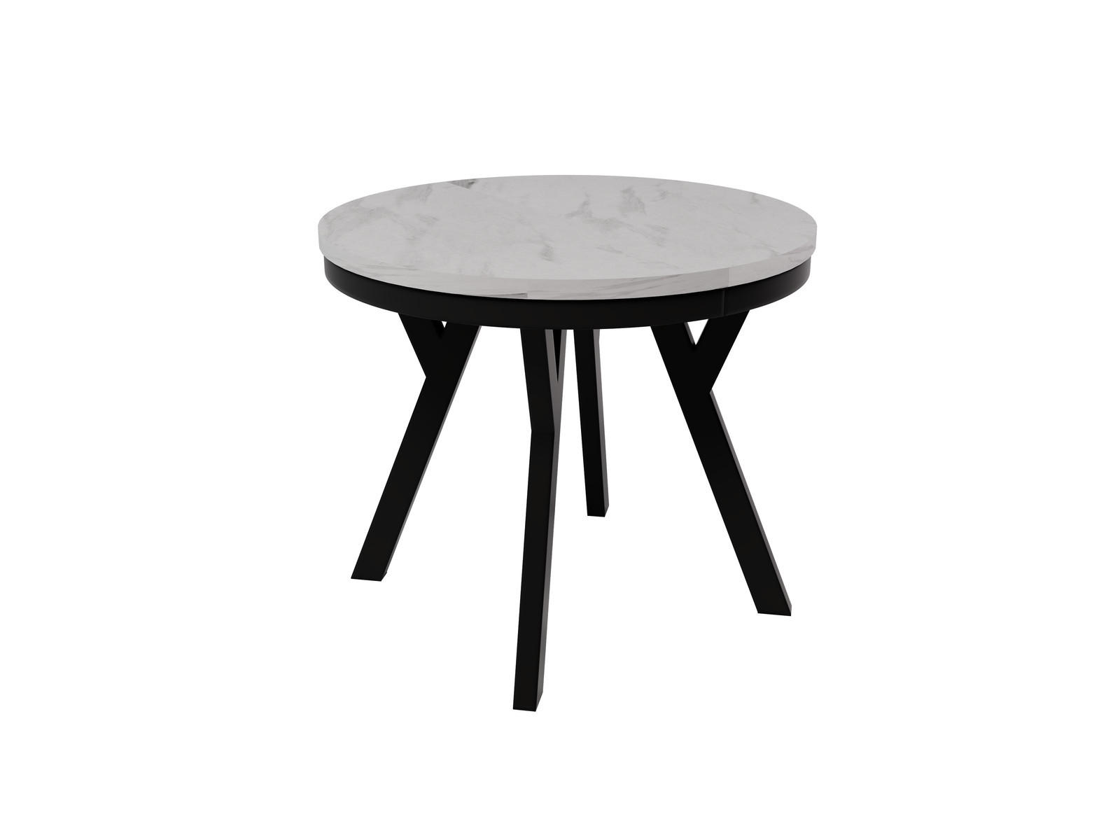 ESSTISCH ARI Rund (90-190 cm Ausziehbar Marmor Bianco Weiß Glamour Metallbeine) - Hellgrau/Schwarz, Holz/Holzwerkstoff (90/90/76cm) - Ravio