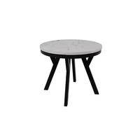 ESSTISCH ARI Rund (90-190 cm Ausziehbar Marmor Bianco Weiß Glamour Metallbeine) - Hellgrau/Schwarz, Holz/Holzwerkstoff (90/90/76cm) - Ravio