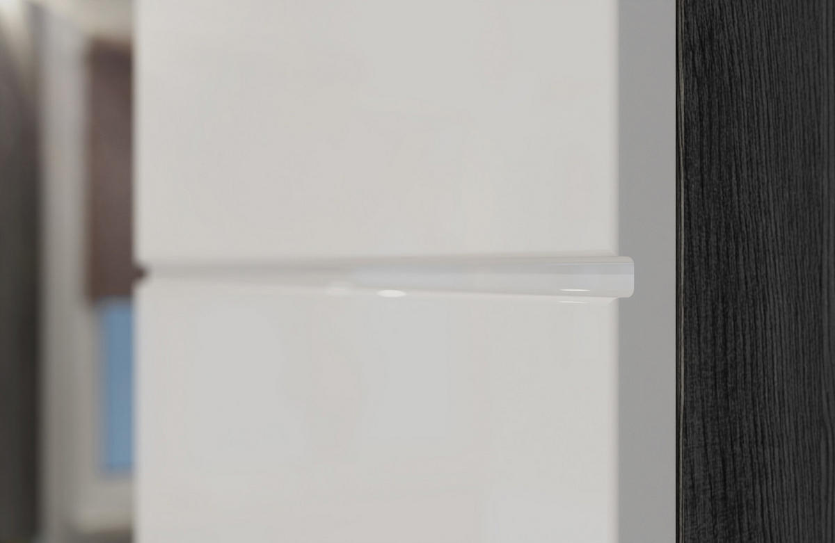 BADMÖBEL-SET weiß Hochglanz, grau 5-teilig 164 cm, Badkombination mit viel Stauraum - Weiß Hochglanz/Grau, Glas/Holzwerkstoff (164/191/34cm) - Inn.Furn