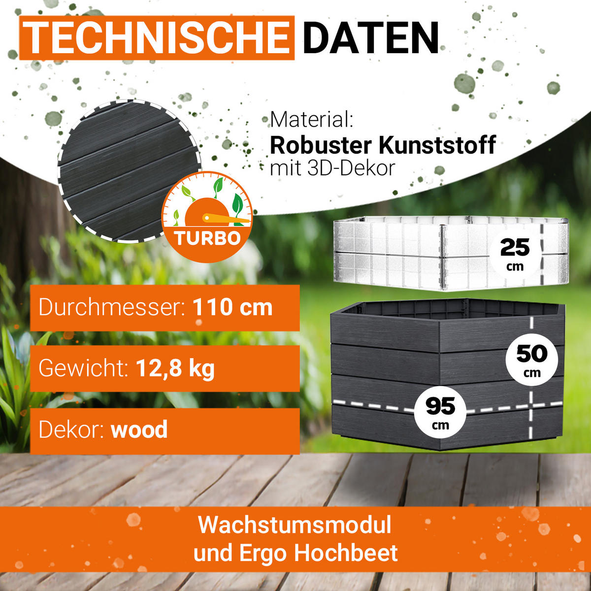 HOCHBEET Turbo L 75, - Braun, Kunststoff (110/75/58cm) - GARANTIA