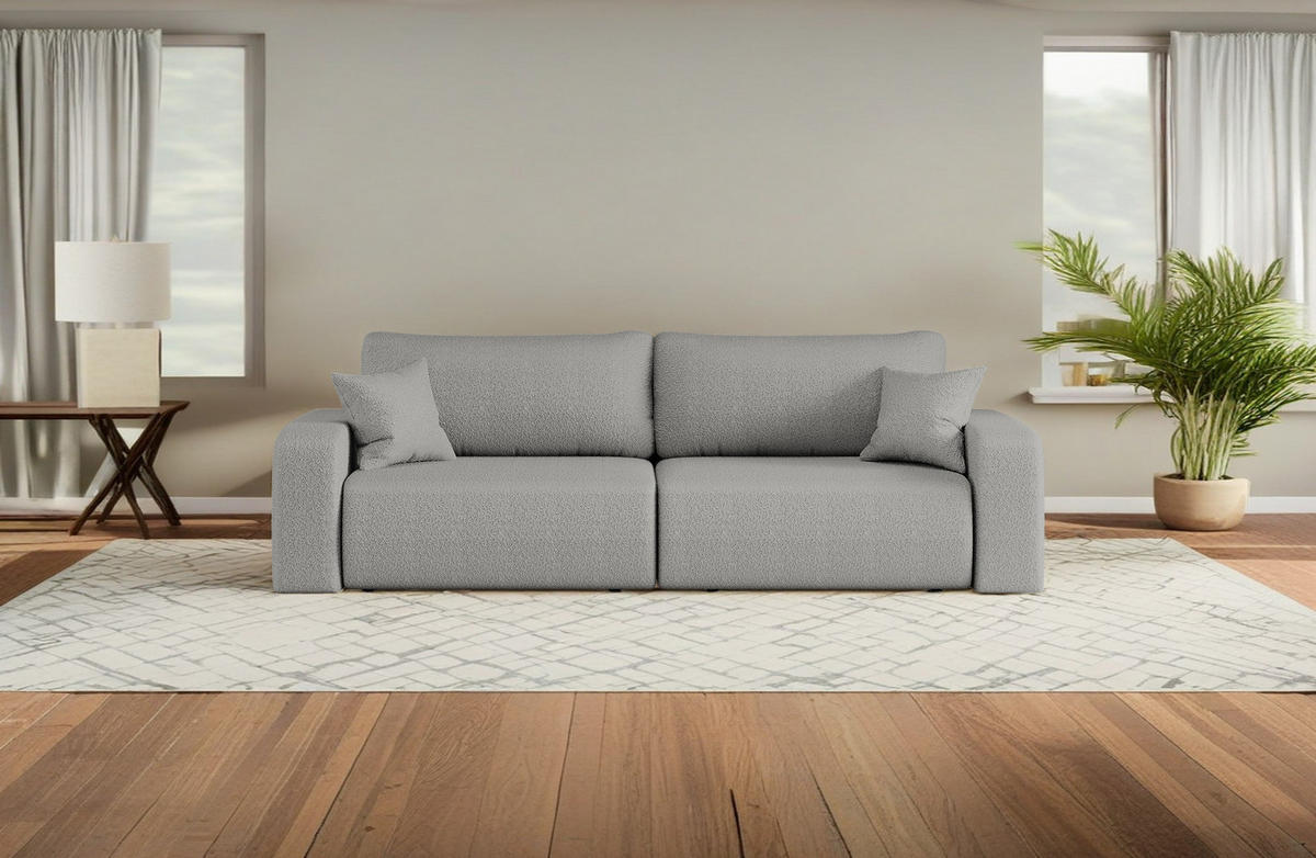 SCHLAFSOFA MILANO und Bettkasten Stoff Quelle Grau - Grau, Holz (246/83/98cm) - Kaiser Möbel
