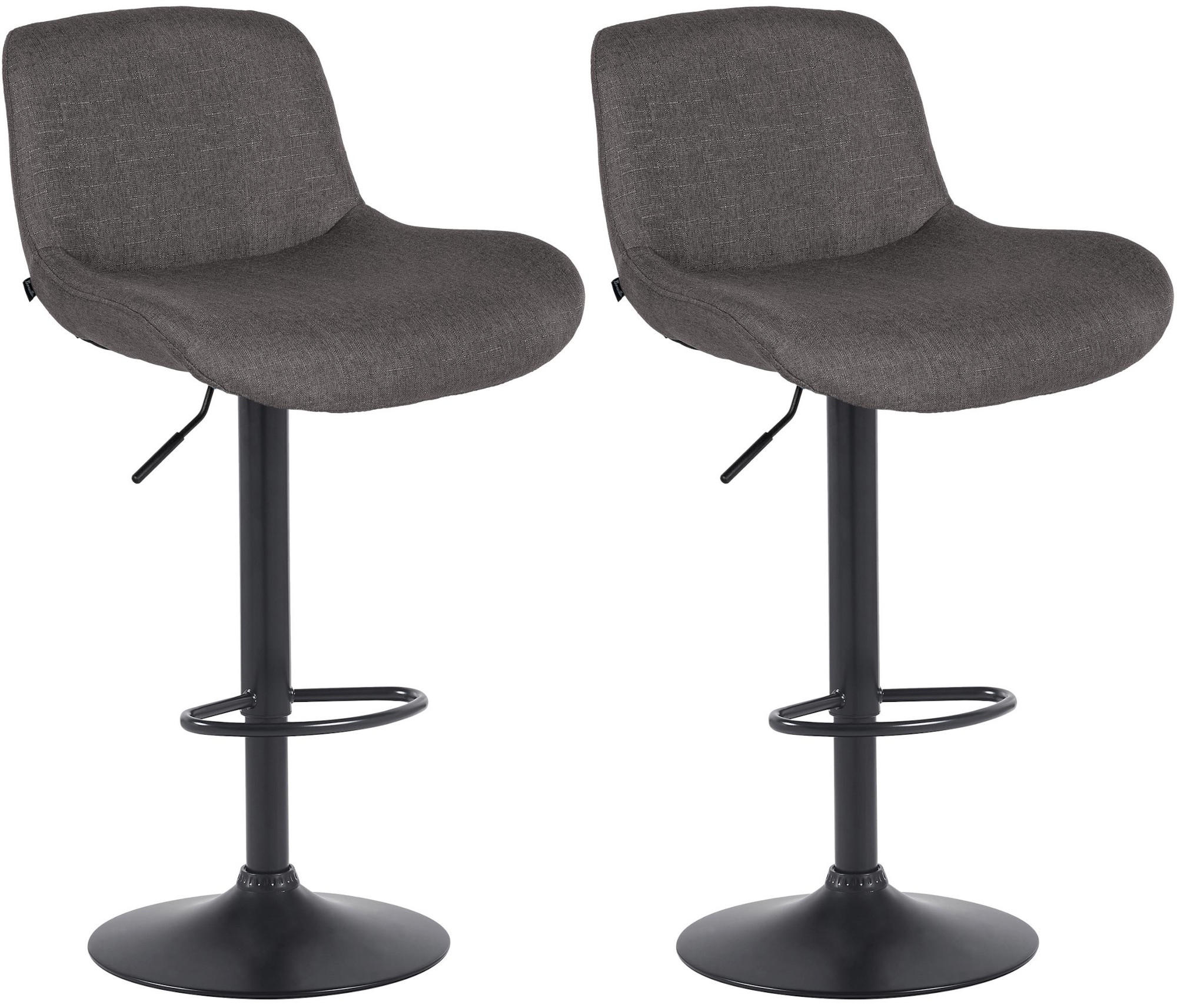 BARHOCKER 2er Set Stoff Dunkelgrau - Dunkelgrau/Schwarz, Textil/Metall (50/85/50cm) - CLP