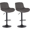 BARHOCKER 2er Set Stoff Dunkelgrau - Dunkelgrau/Schwarz, Textil/Metall (50/85/50cm) - CLP