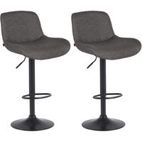 BARHOCKER 2er Set Stoff Dunkelgrau - Dunkelgrau/Schwarz, Textil/Metall (50/85/50cm) - CLP
