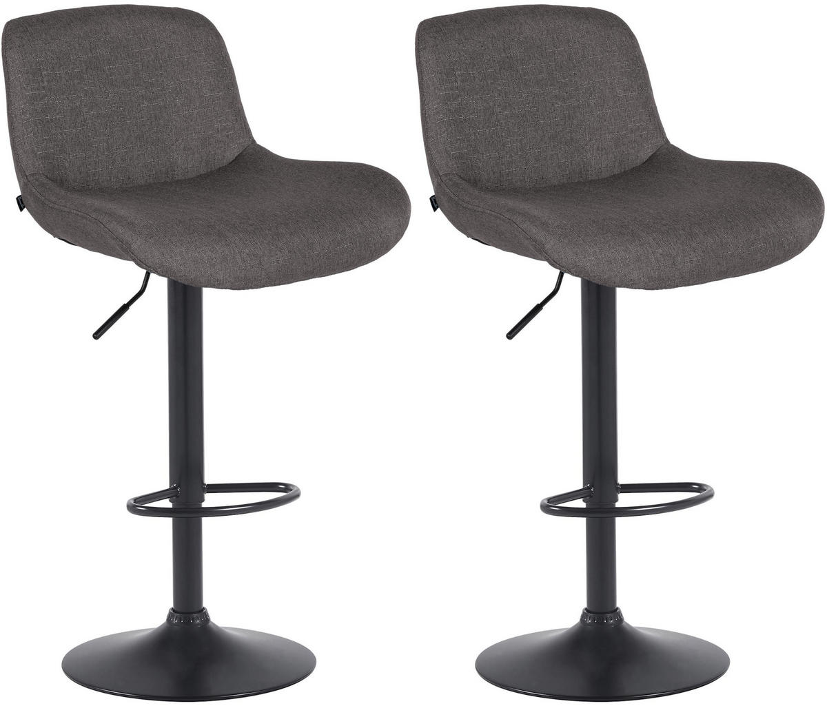 BARHOCKER 2er Set Stoff Dunkelgrau - Dunkelgrau/Schwarz, Textil/Metall (50/85/50cm) - CLP