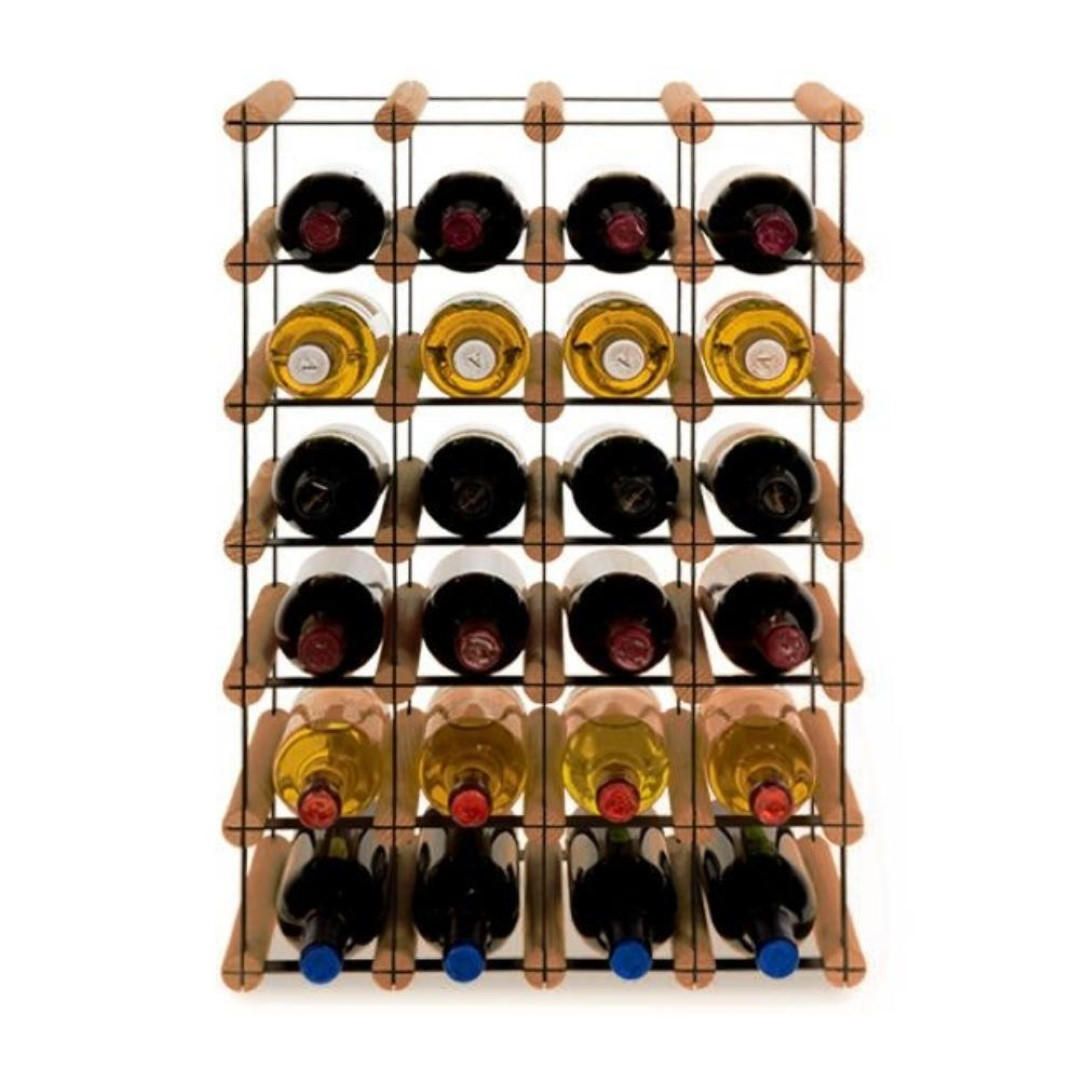 WEINREGAL Vinotega Mod Metal 62,5x42,5x24,5 cm 4x6 Flaschen Massives Kiefernholz Braun Geölt - Braun, Holz (42.5/62.5/24.5cm) - PROREGAL