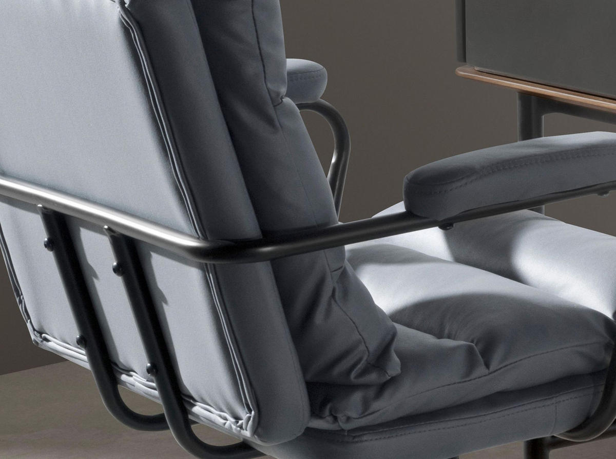 CHEFSESSEL asymmetrisch Grau Schwarz 59/63/90 cm - Grau, Textil/Metall (59/90/63cm) - ANGEL CERDA