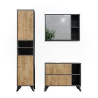 BADMÖBEL-SET Leano Anthrazit/Bergeiche 80 cm, Set 3 - Eichefarben/Anthrazit, Holzwerkstoff (80/62/30cm) - Vicco