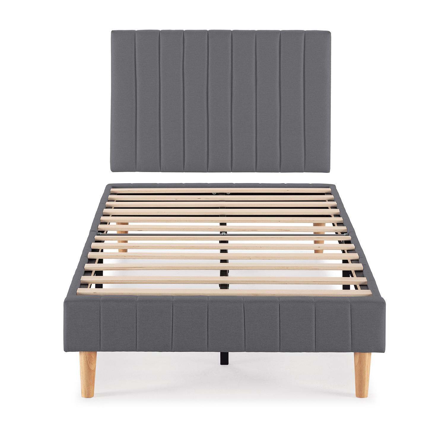 POLSTERBETT + kopfteil 90x190 cm Eris, Dunkelgrau - Dunkelgrau, Textil (192/92/90cm) - VS Venta-stock