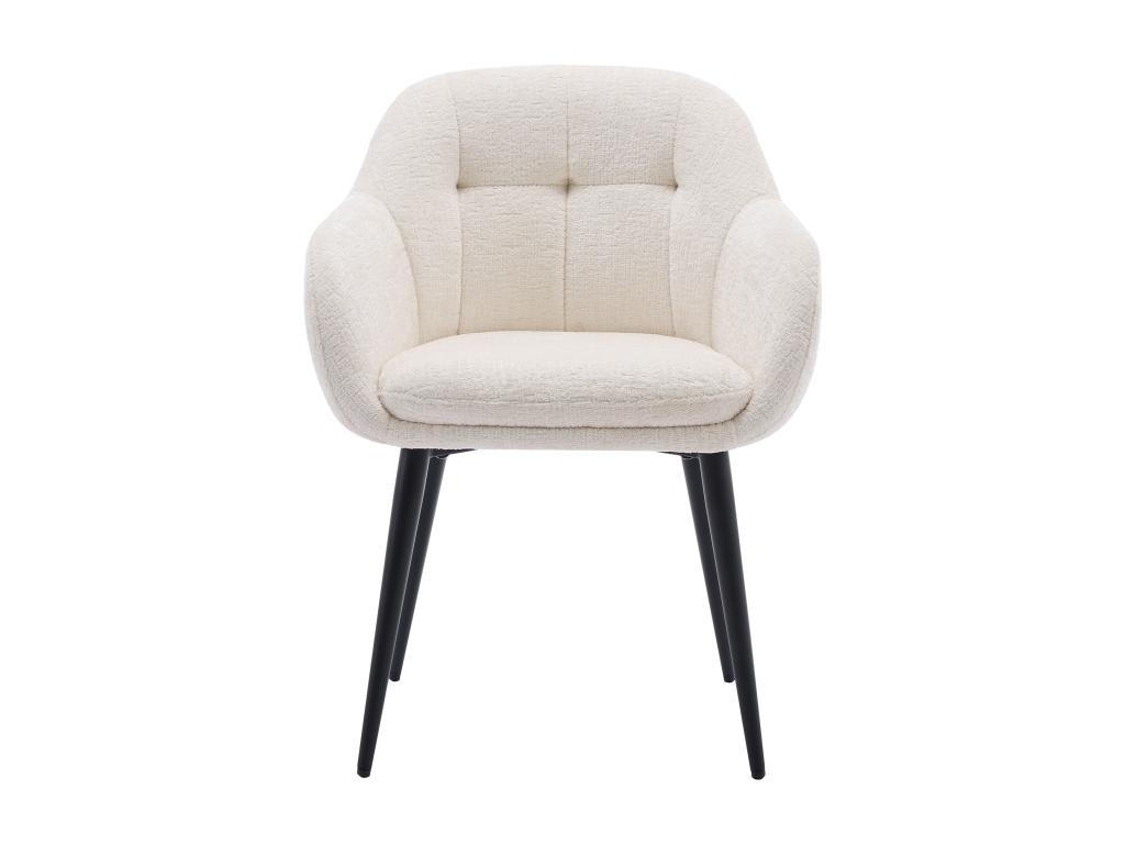 STUHL mit Armlehnen 2er-Set - Strukturstoff & schwarzes Metall - Cremefarben - LASSANDRA - Creme, Textil (59/81/59cm) - Pascal Morabito