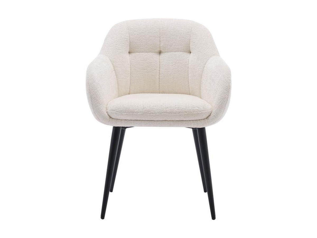 STUHL mit Armlehnen 6er-Set - Strukturstoff & schwarzes Metall - Cremefarben - LASSANDRA - Creme, Textil (59/81/59cm) - Pascal Morabito