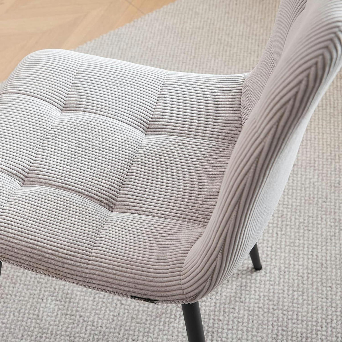 ESSZIMMERSTUHL 2er-Set Cord Hellgrau mit bequemer Polsterung - Grau, Textil (43/89.5/44cm)