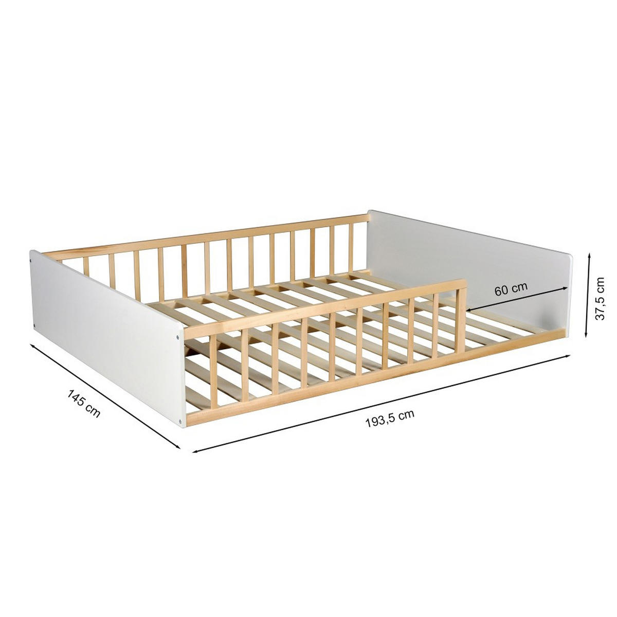 KINDERBETT PILOU mit Lattenrost/ Kinderbett 140x190 - Weiß und helles Holz - Weiß, Holzwerkstoff (140/190cm) - Weber Industries