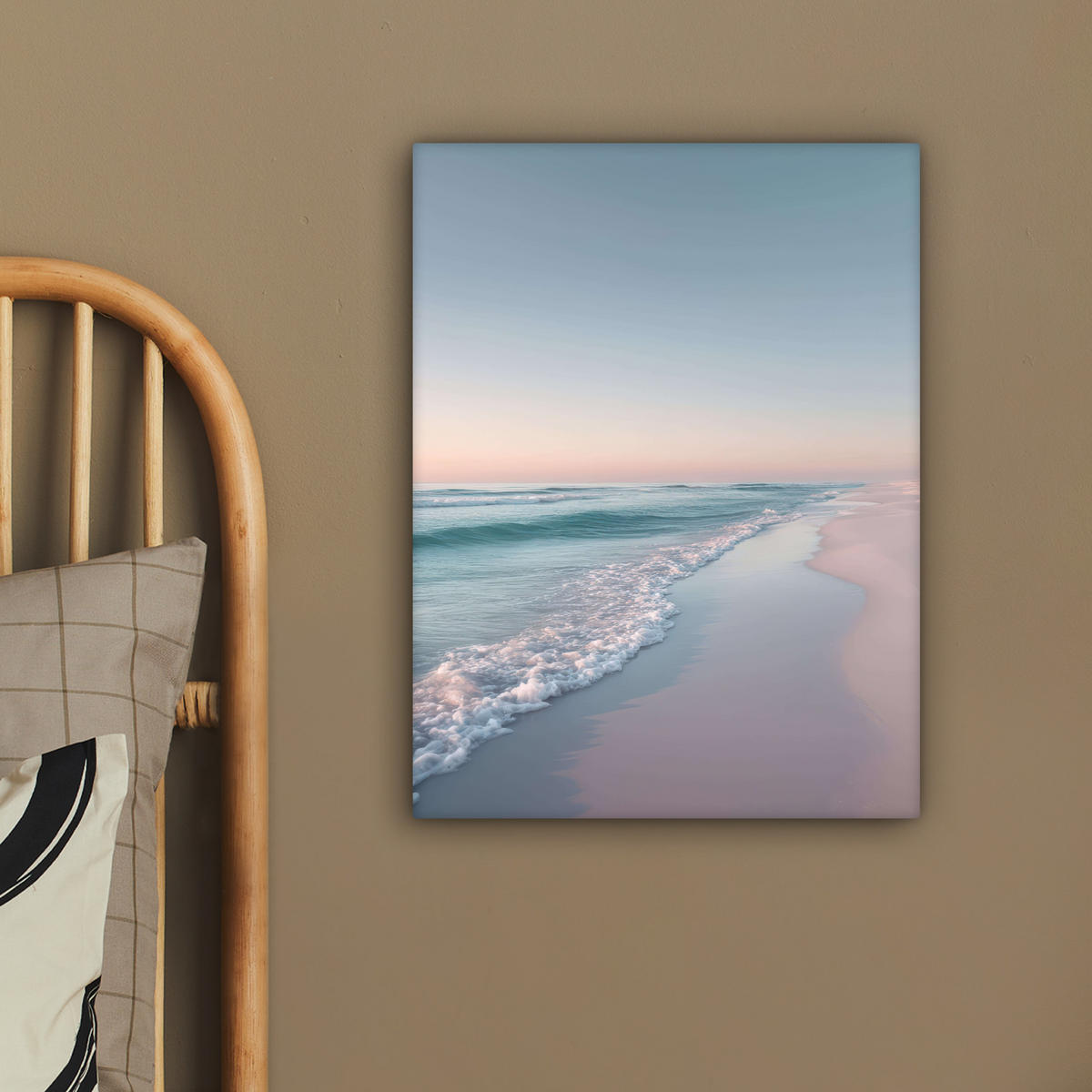 LEINWANDBILD Küstenlinie - Pastell - Wasser Room Decor 30x40 cm - Pastellblau, Textil (30/40cm) - MuchoWow