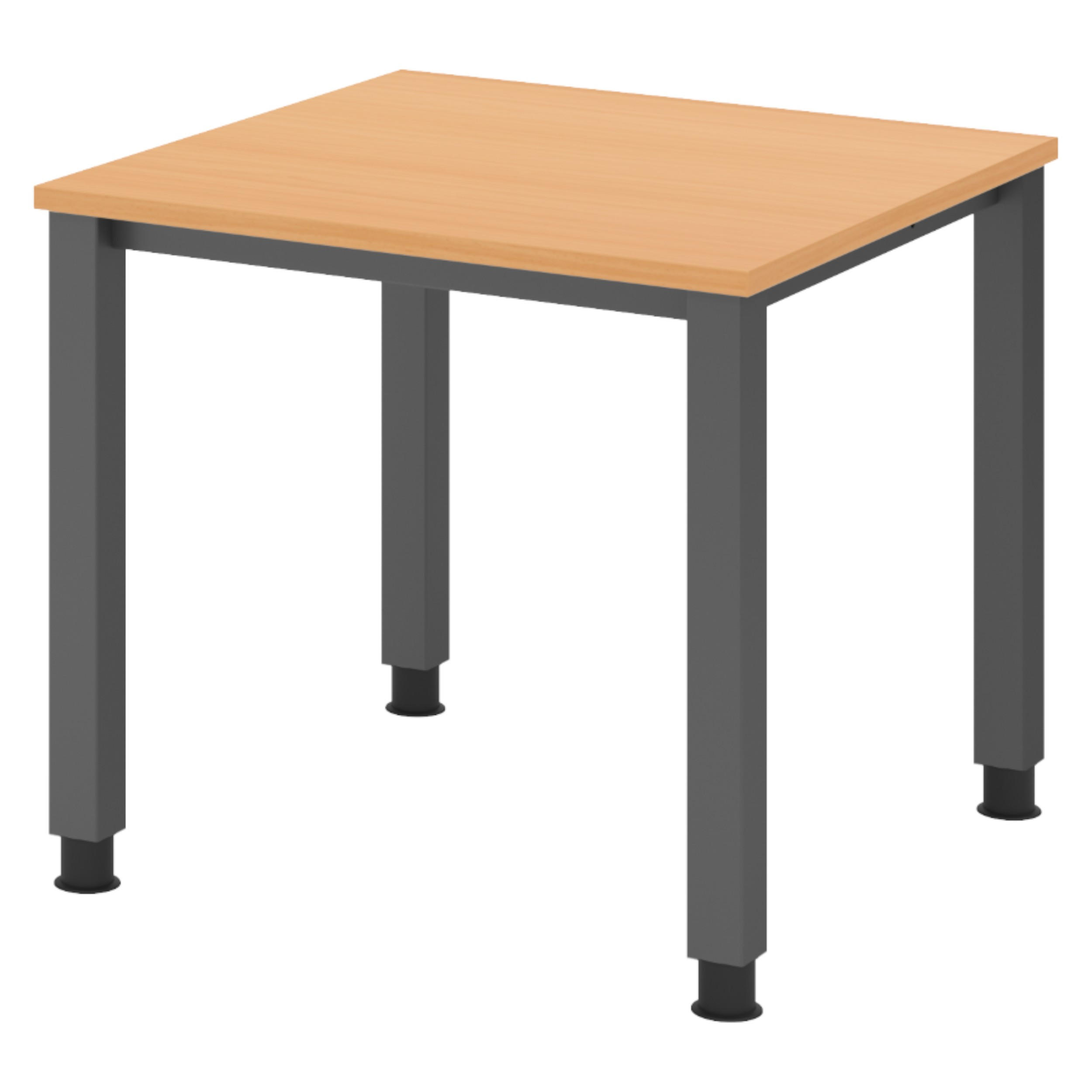 SCHREIBTISCH Serie-Q Gestell: Graphit 80/80/74 cm in Buchefarben - Buchefarben, Holzwerkstoff (80/80/74cm) - bümö
