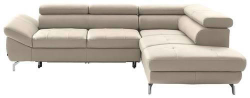 ECKSOFA Creme Echtleder  - Silberfarben/Creme, Design, Leder/Metall (270/220cm) - Novel