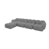 ECKSOFA modulares Sofa Links Miko-L3 390x205x75 Grau Velours - Schwarz/Grau, Holzwerkstoff/Kunststoff (390/205cm) - ALTDECOR