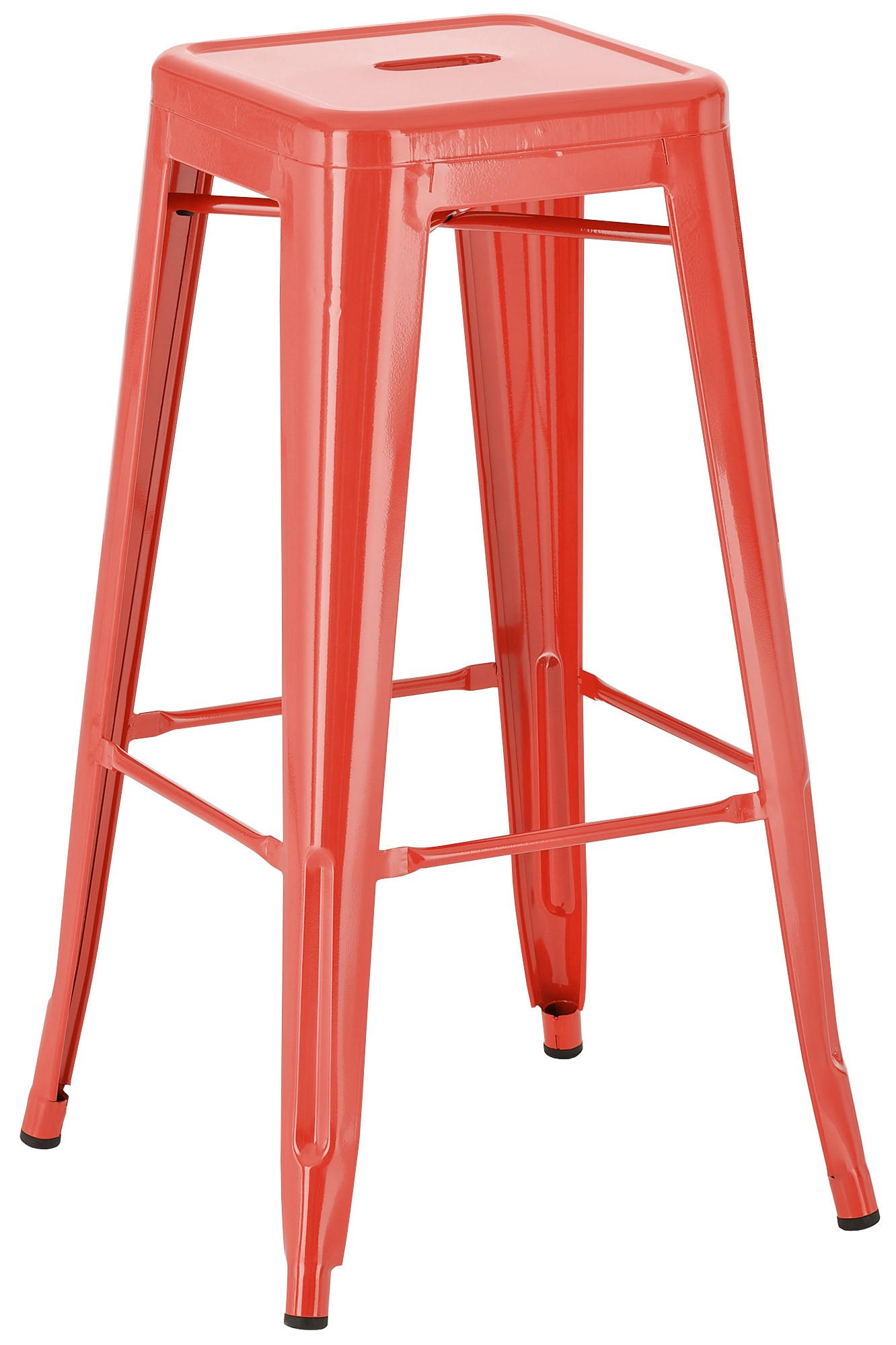 BARHOCKER Metall rot - Eukalyptusholzfarben/Rot, Metall (43/76/43cm) - CLP
