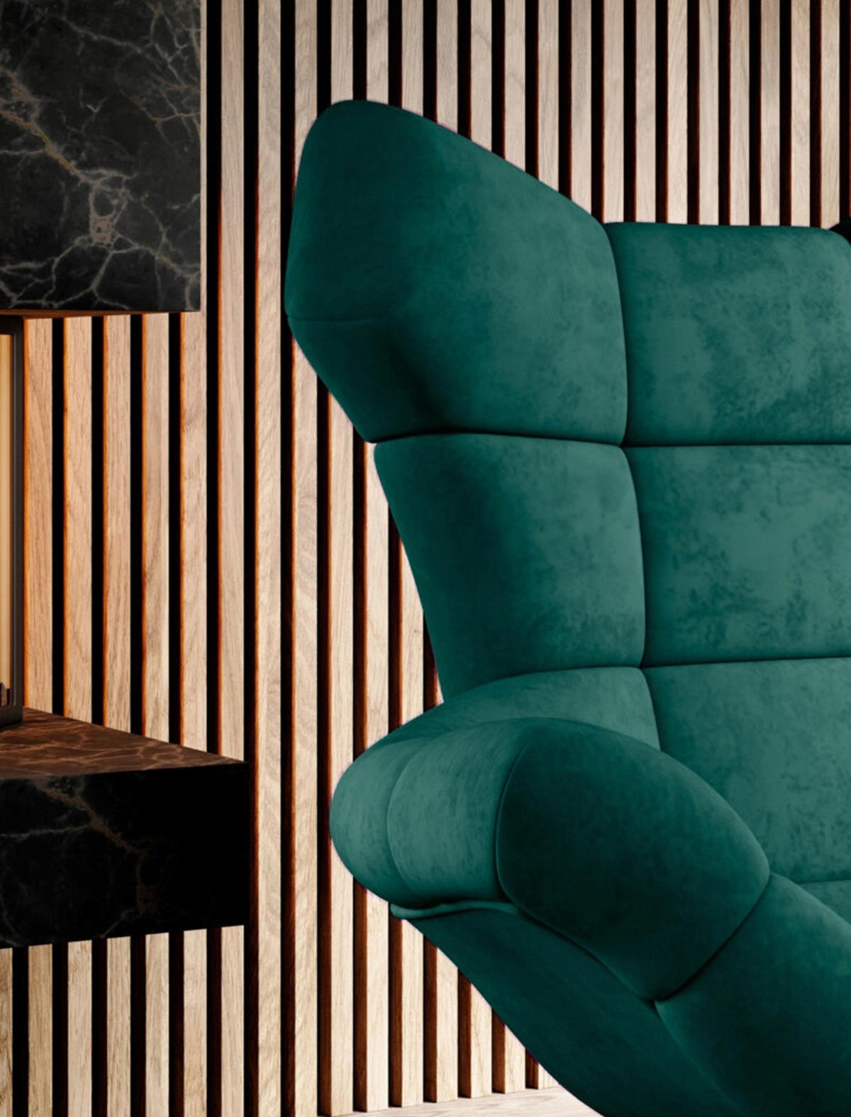 SESSEL SENSI Relaxstuhl mit 360° Drehung und Schwingfunktion – Lux-Schaumkissen, Grün, 104x46x119 cm - Schwarz/Grün, Holz/Textil (104/119/84cm) - DomoHome