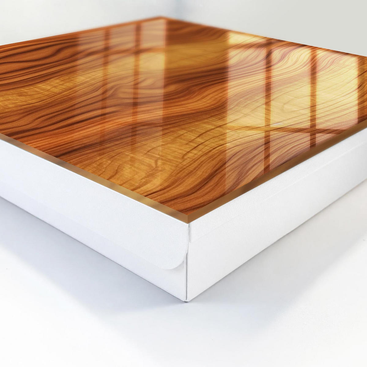 SCHLÜSSELBOX Weiß 30x30 cm – Türöffnung nach rechts - Holzwellen - Braun, Metall (30/30/5cm) - TULUP
