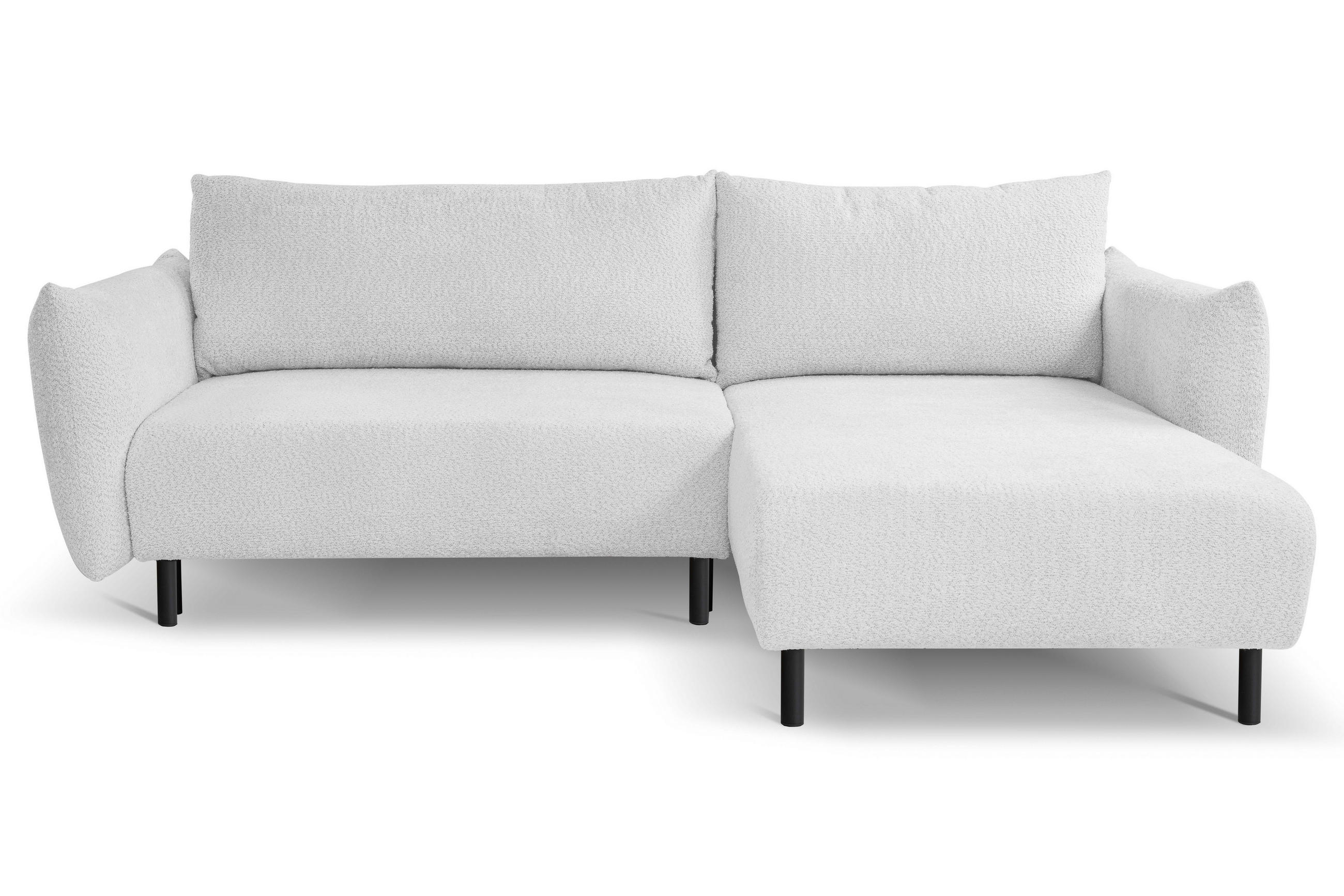 ECKSOFA ADEL mit Schlaffunktion und Bettkasten, L-förm, Metallbeine, verstellbar lose Rückenkissen, freistehend, RECHTS, 257x171x90 cm, Silver - Silberfarben, Holz/Textil (257/171cm) - DomoHome