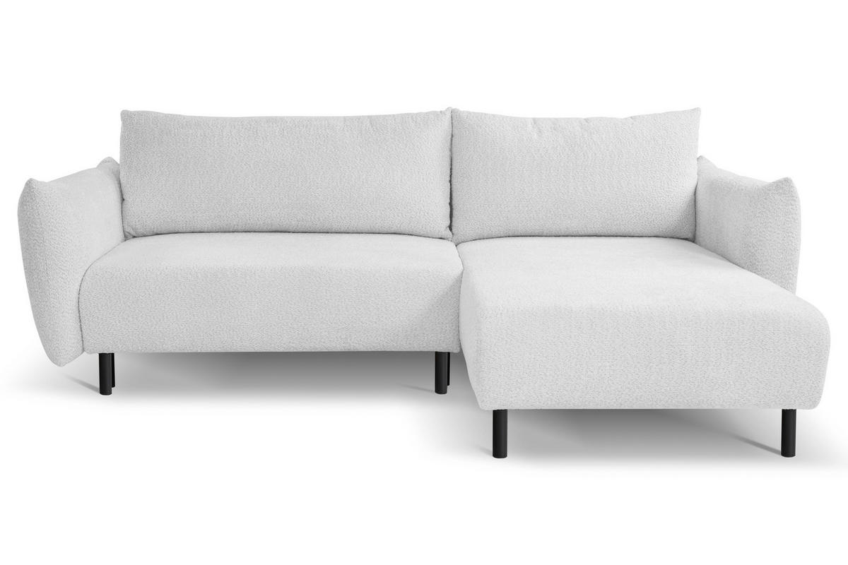 ECKSOFA ADEL mit Schlaffunktion und Bettkasten, L-förm, Metallbeine, verstellbar lose Rückenkissen, freistehend, RECHTS, 257x171x90 cm, Silver - Silberfarben, Holz/Textil (257/171cm) - DomoHome