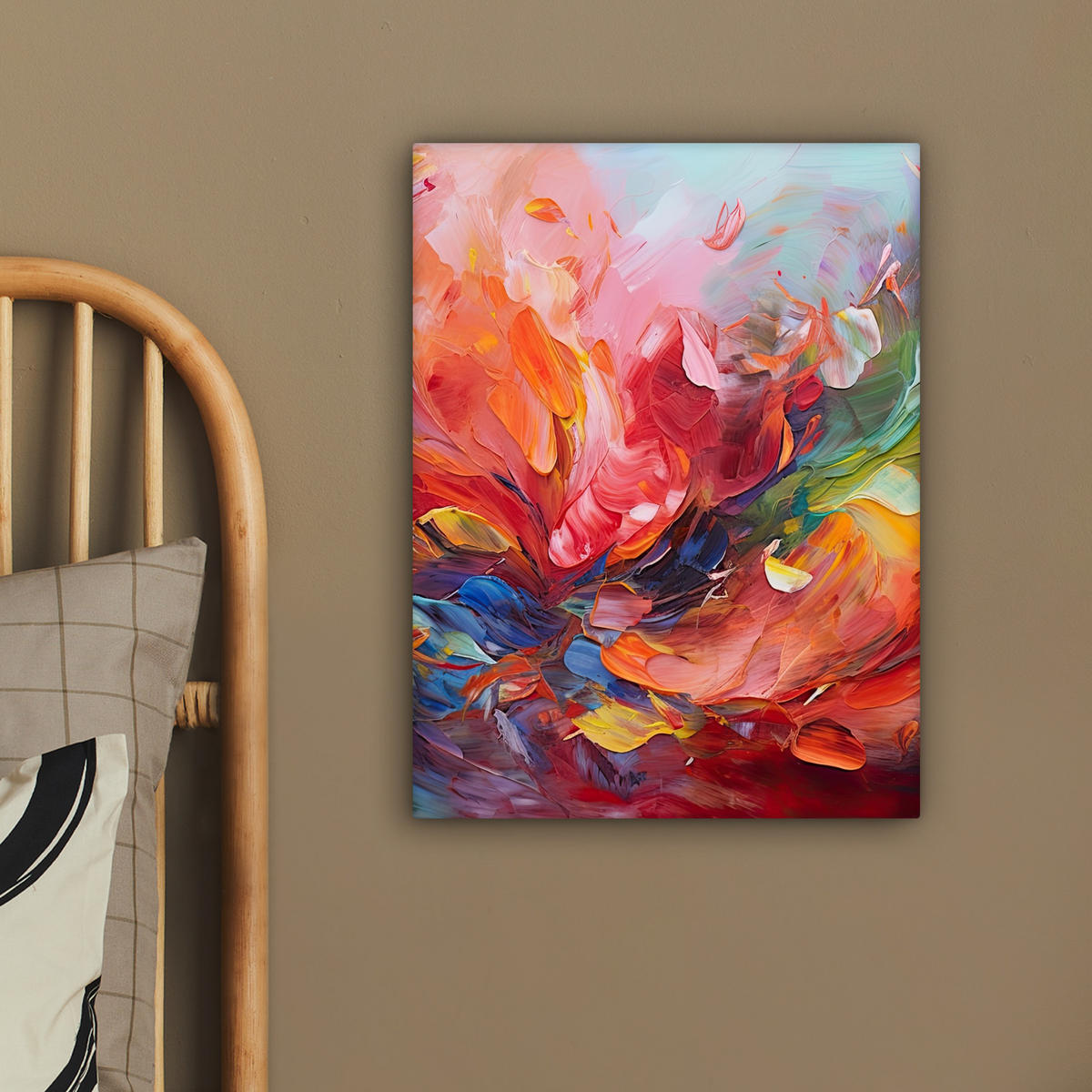 LEINWANDBILD Ölgemälde - Kunst - Abstrakt - Farbenfroh 30x40 cm - Altrosa, Textil (30/40cm) - MuchoWow