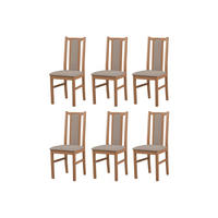 STUHL KOLGA (6er Set) - Hellbraun/Graubraun, Holz (43/94/40cm) - Leaf Design
