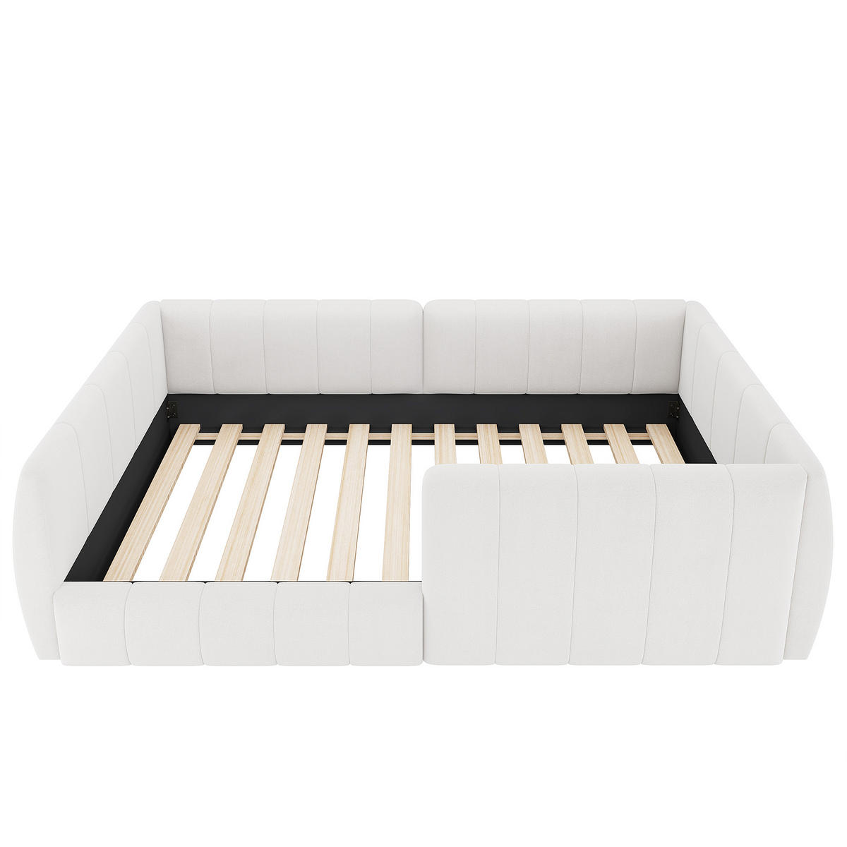 POLSTERBETT 90/200 cm in Beige mit Sicherheitsgitter - Beige, Holzwerkstoff/Textil (90/200cm) - WISHDOR
