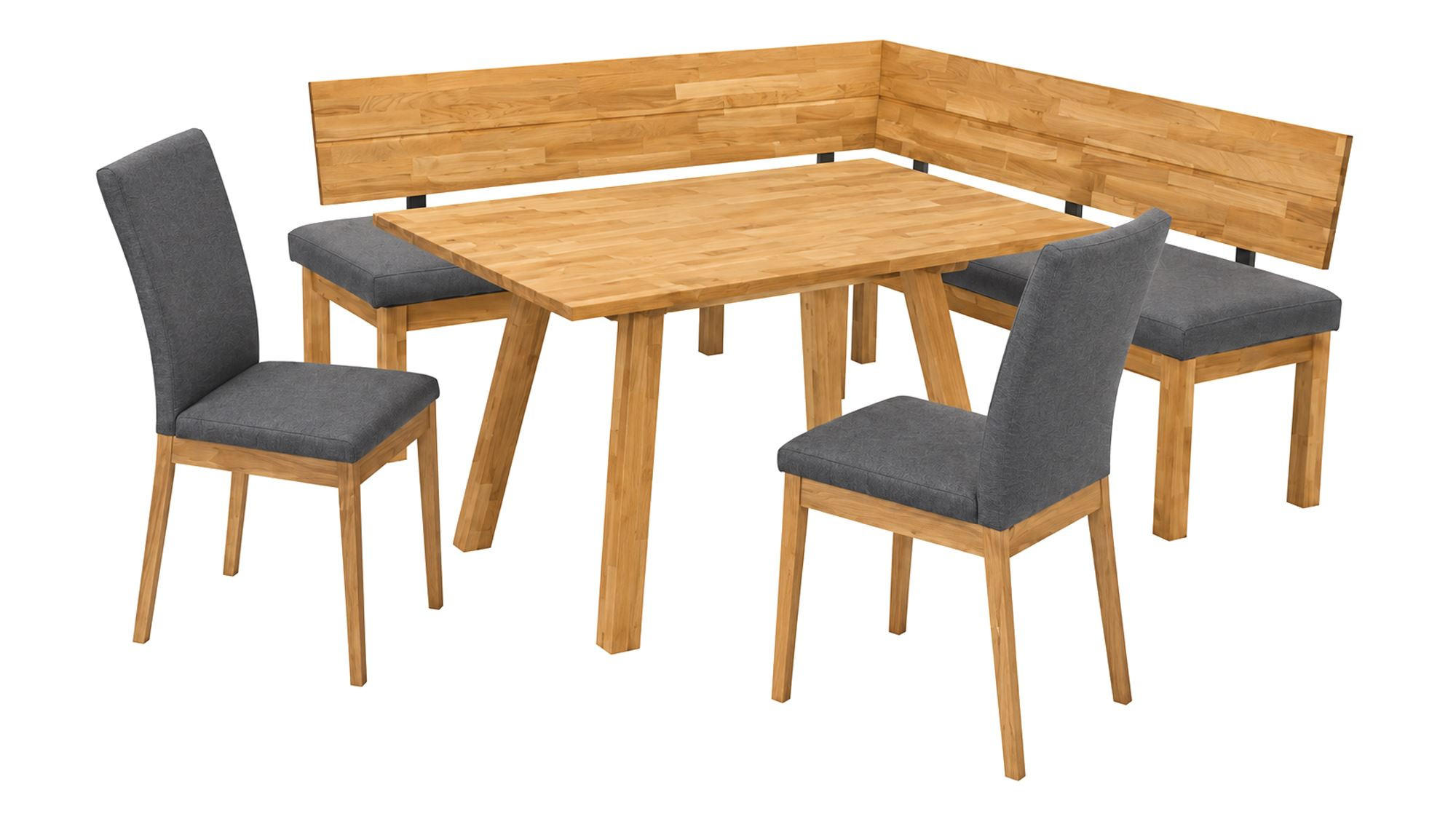 ECKBANKGRUPPE Modern Danny 3 für 7 Personen Massivholz Wildeiche/Grau - Wildeiche/Grau, Holz (194/85/155cm) - 58aufmkessel