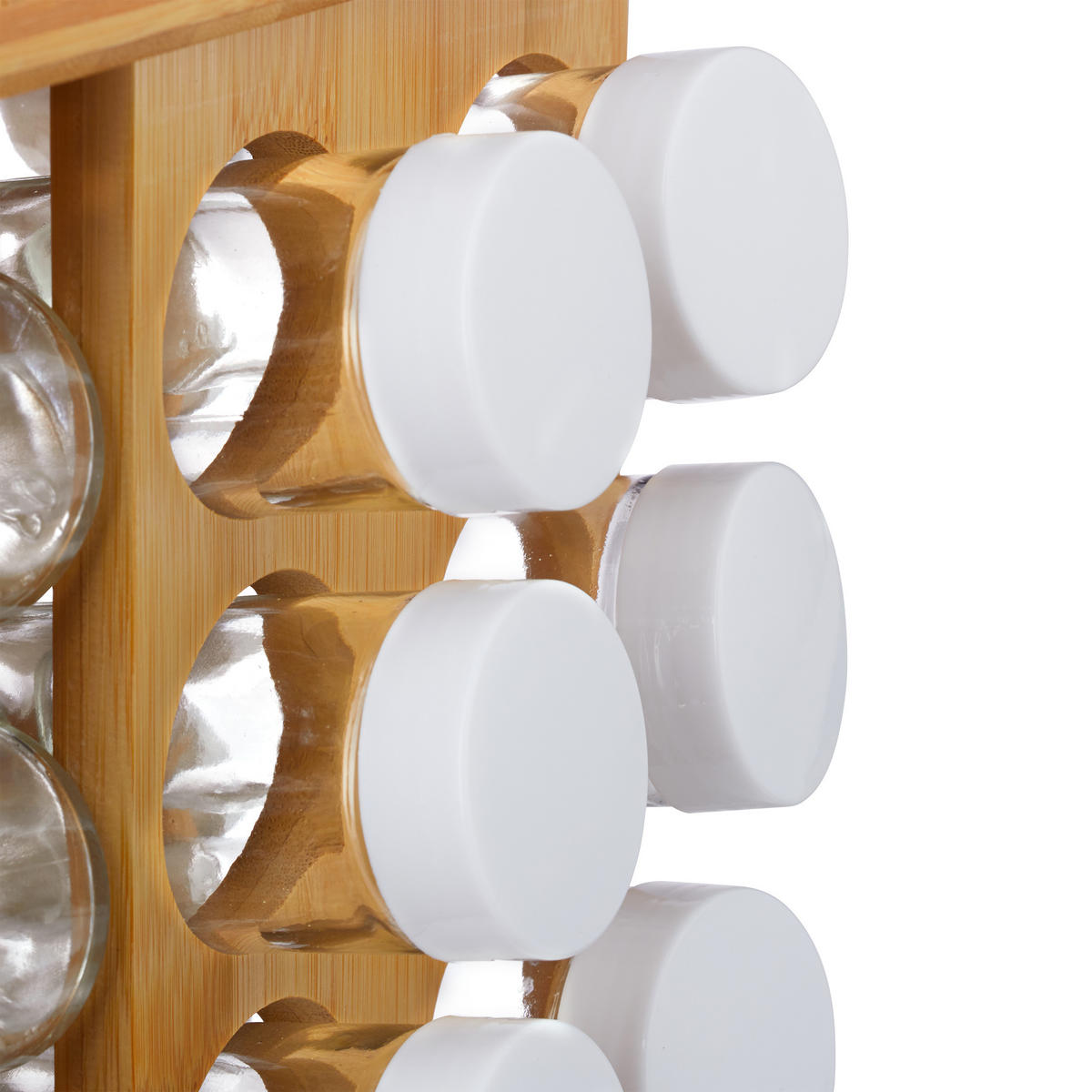 GEWÜRZKARUSSELL - Multicolor, Glas/Holz (25/28/25cm) - Relaxdays