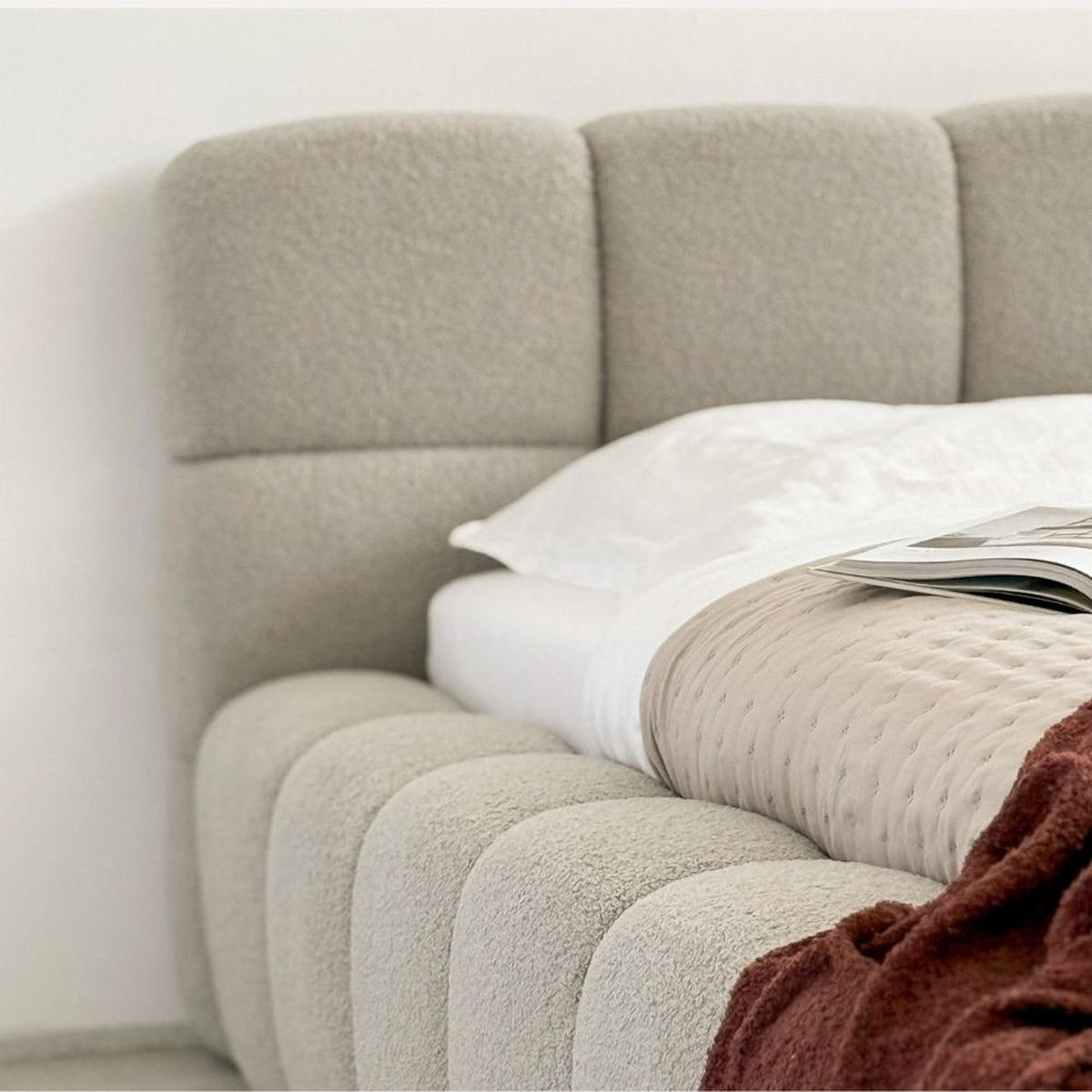 POLSTERBETT NUBO PREMIUM 140x200 cm mit Bettkasten – Stoff QUELLE 92 - Dunkelgrau, Holz (140/200cm) - Dekori_Interiors